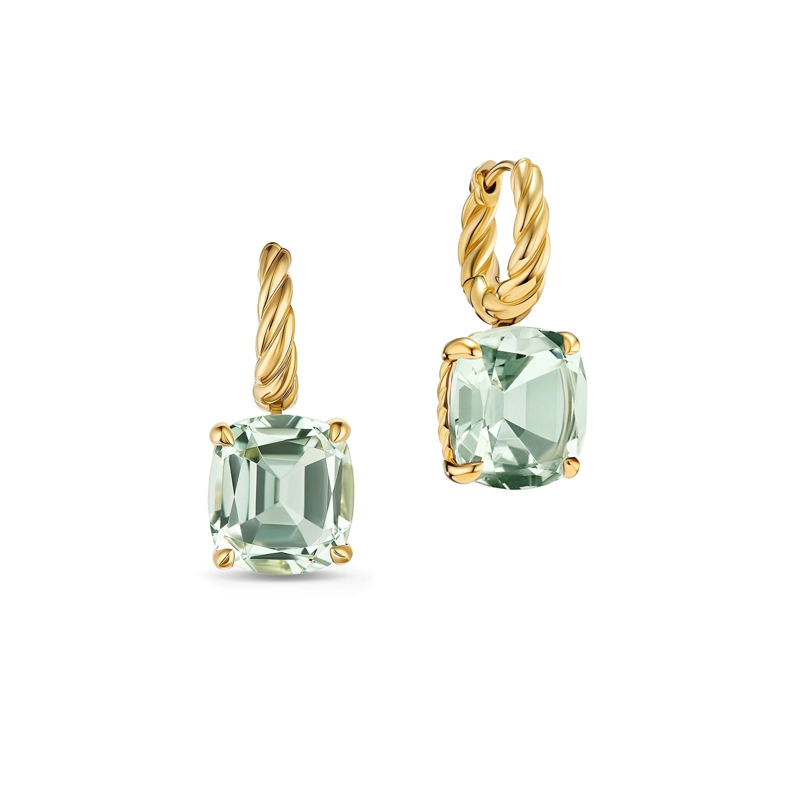 David Yurman Marbella Drop Earrings in 18ct Yellow Gold with Prasiolite, 11mm