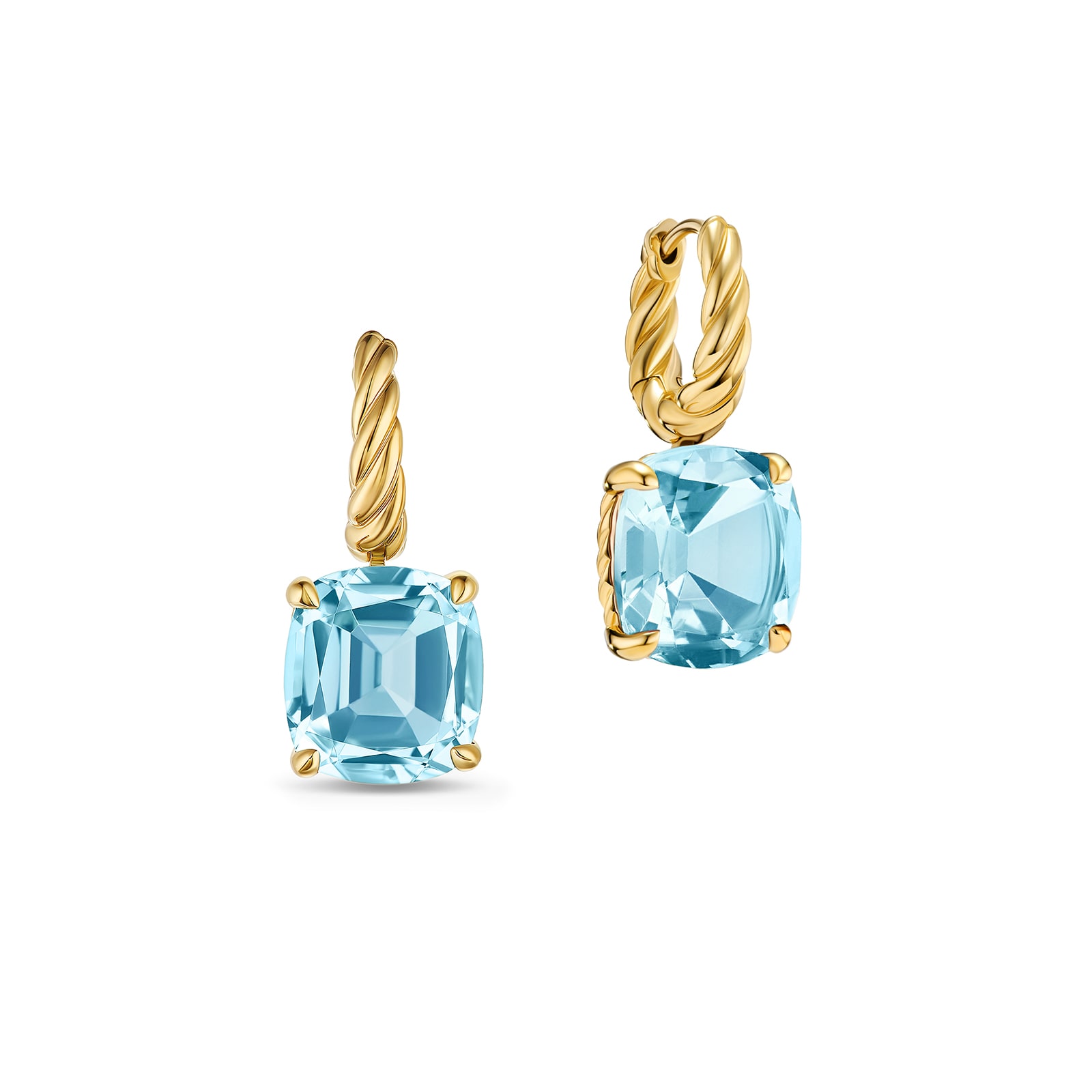 David Yurman Marbella Drop Earrings in 18ct Yellow Gold with Sky Blue Topaz, 11mm