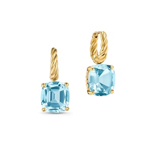 David Yurman Marbella Drop Earrings in 18ct Yellow Gold with Sky Blue Topaz, 11mm