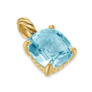 David Yurman Marbella Pendant in 18ct Yellow Gold with Sky Blue Topaz, 12mm