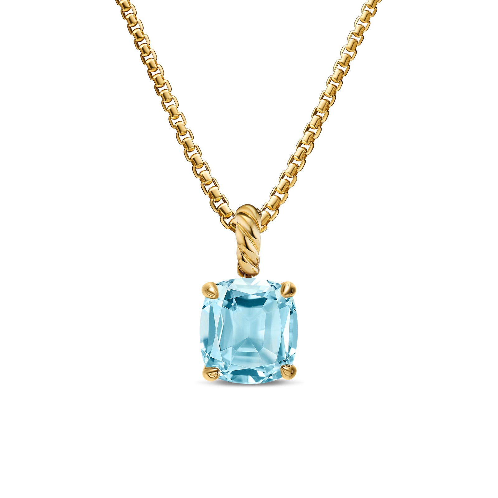David Yurman Marbella Pendant in 18ct Yellow Gold with Sky Blue Topaz, 12mm