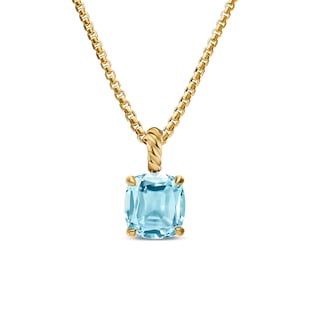 David Yurman Marbella Pendant in 18ct Yellow Gold with Sky Blue Topaz, 12mm