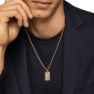 David Yurman Chevron Tag in 18ct Yellow Gold, 27mm
