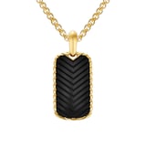 David Yurman Chevron Tag in 18ct Yellow Gold with Black Onyx, 27mm