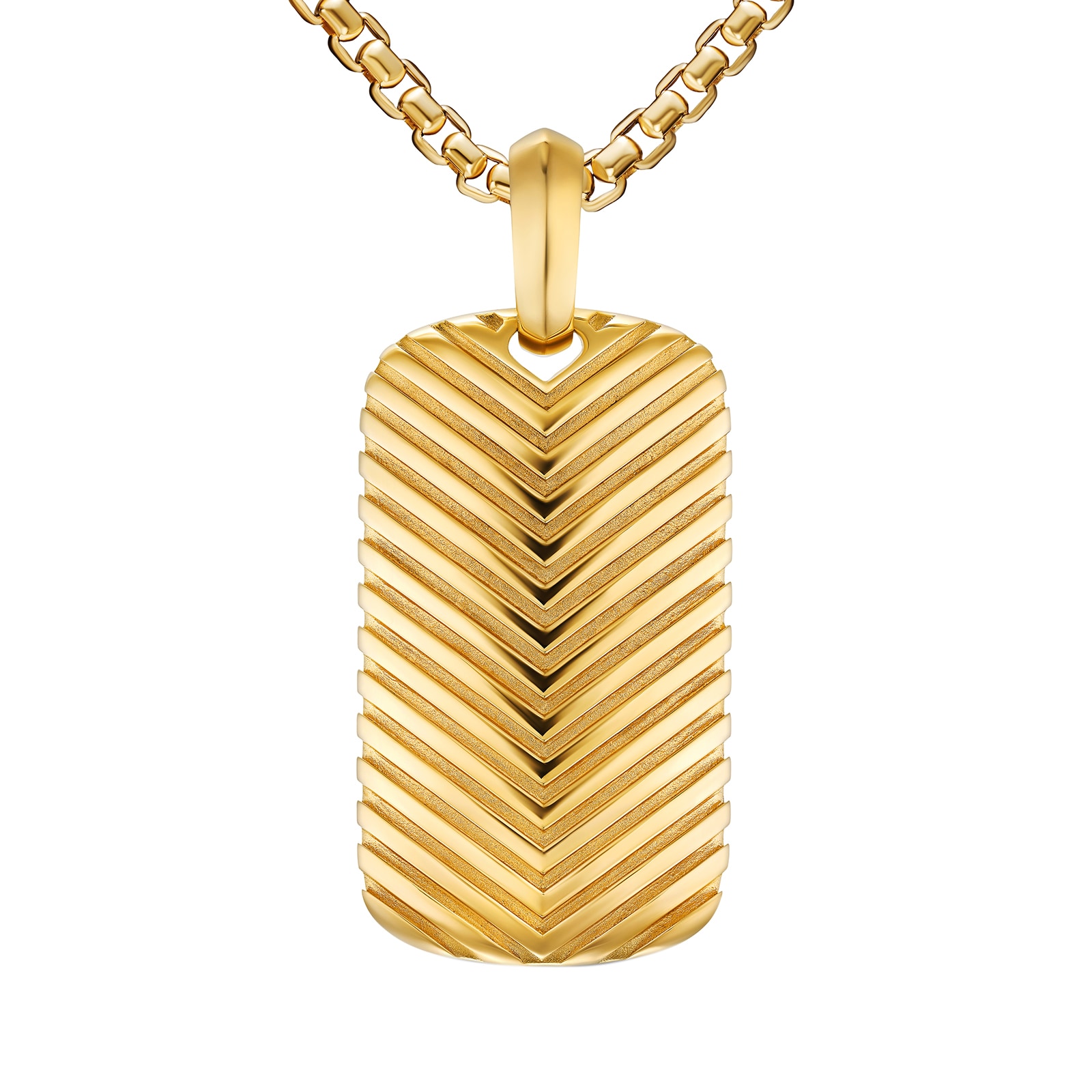David Yurman Chevron Tag in 18ct Yellow Gold, 34mm