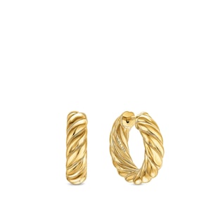 David Yurman Sculpted Cable Hoop Earrings In 18ct Yellow Gold, 18.6mm