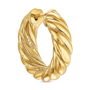 David Yurman Sculpted Cable Hoop Earrings In 18ct Yellow Gold, 18.6mm