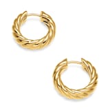 David Yurman Sculpted Cable Hoop Earrings In 18ct Yellow Gold, 18.6mm