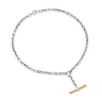 David Yurman DY Mercer® Petite Toggle Chain Necklace in Sterling Silver and 18ct Yellow Gold with Diamonds, 4.5mm