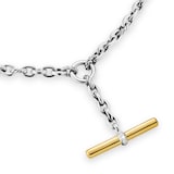 David Yurman DY Mercer® Petite Toggle Chain Necklace in Sterling Silver and 18ct Yellow Gold with Diamonds, 4.5mm