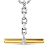 David Yurman DY Mercer® Petite Toggle Chain Necklace in Sterling Silver and 18ct Yellow Gold with Diamonds, 4.5mm