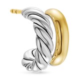 David Yurman DY Mercer® Double Hoop Huggie Earrings in Sterling Silver with 18ct Yellow Gold, 13.5mm