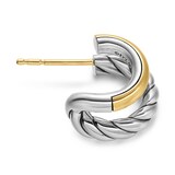 David Yurman DY Mercer® Double Hoop Huggie Earrings in Sterling Silver with 18ct Yellow Gold, 13.5mm
