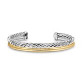 David Yurman DY Mercer® Two Row Cuff Bracelet in Sterling Silver with 18ct Yellow Gold, 8mm - Size Large