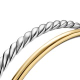 David Yurman DY Mercer® Two Row Cuff Bracelet in Sterling Silver with 18ct Yellow Gold, 8mm - Size Large