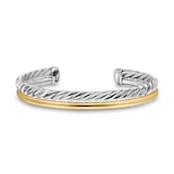 David Yurman DY Mercer® Two Row Cuff Bracelet in Sterling Silver with 18ct Yellow Gold, 8mm - Size Medium