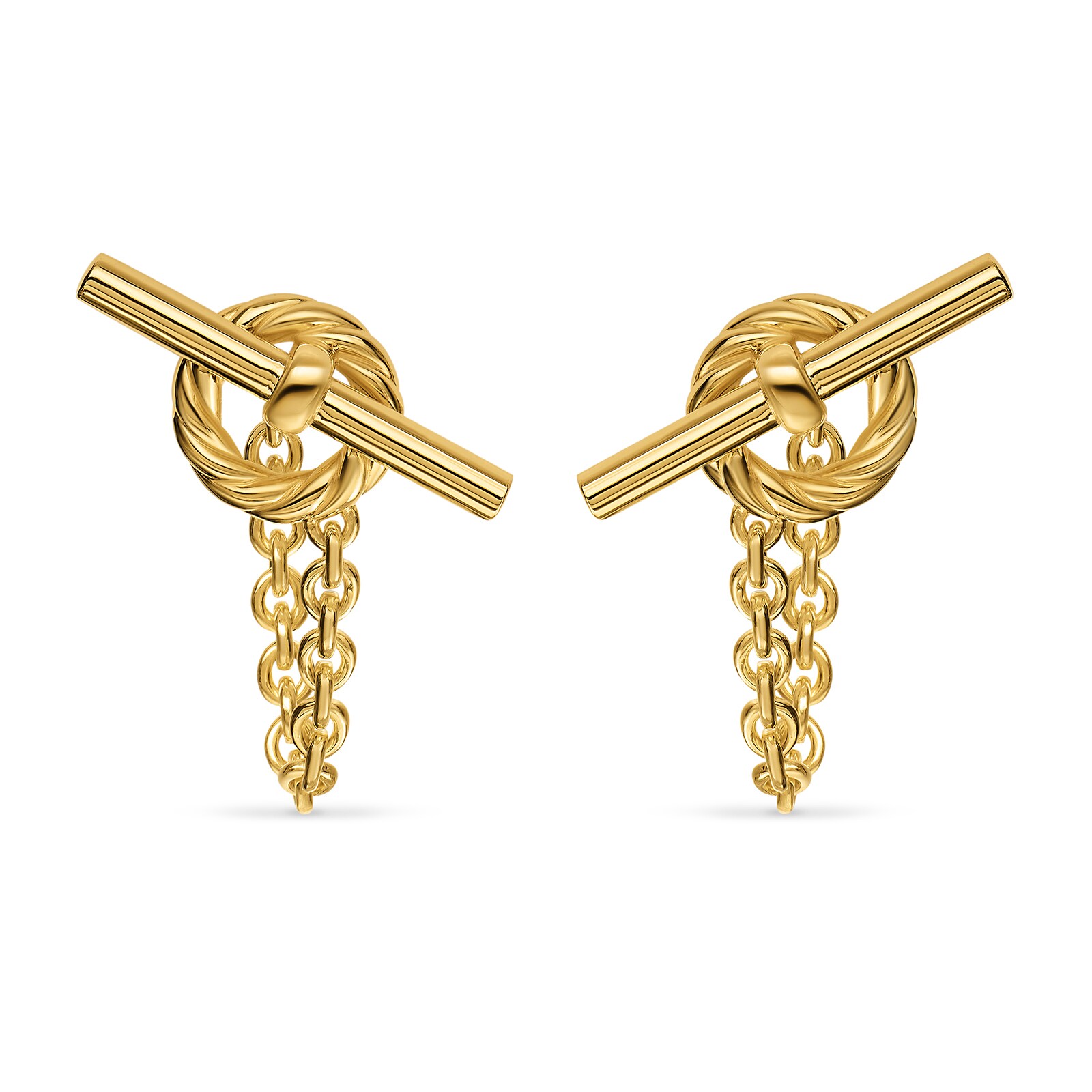 David Yurman DY Mercer® Bold Toggle Chain Stud Earrings in 18ct Yellow Gold, 50.4mm
