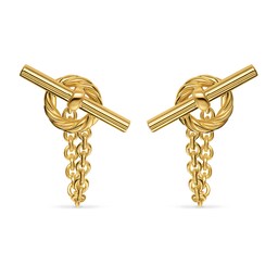 37901051 - DY Mercer® Bold Toggle Chain Stud Earrings in 18ct Yellow Gold, 50.4mm