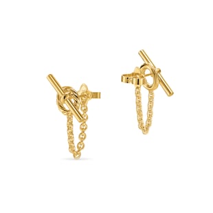 David Yurman DY Mercer® Bold Toggle Chain Stud Earrings in 18ct Yellow Gold, 50.4mm