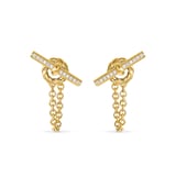 David Yurman DY Mercer® Petite Toggle Chain Stud Earrings in 18ct Yellow Gold with Diamonds, 38.2mm