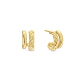 David Yurman DY Mercer® Double Hoop Huggie Earrings in 18ct Yellow Gold, 13.5mm