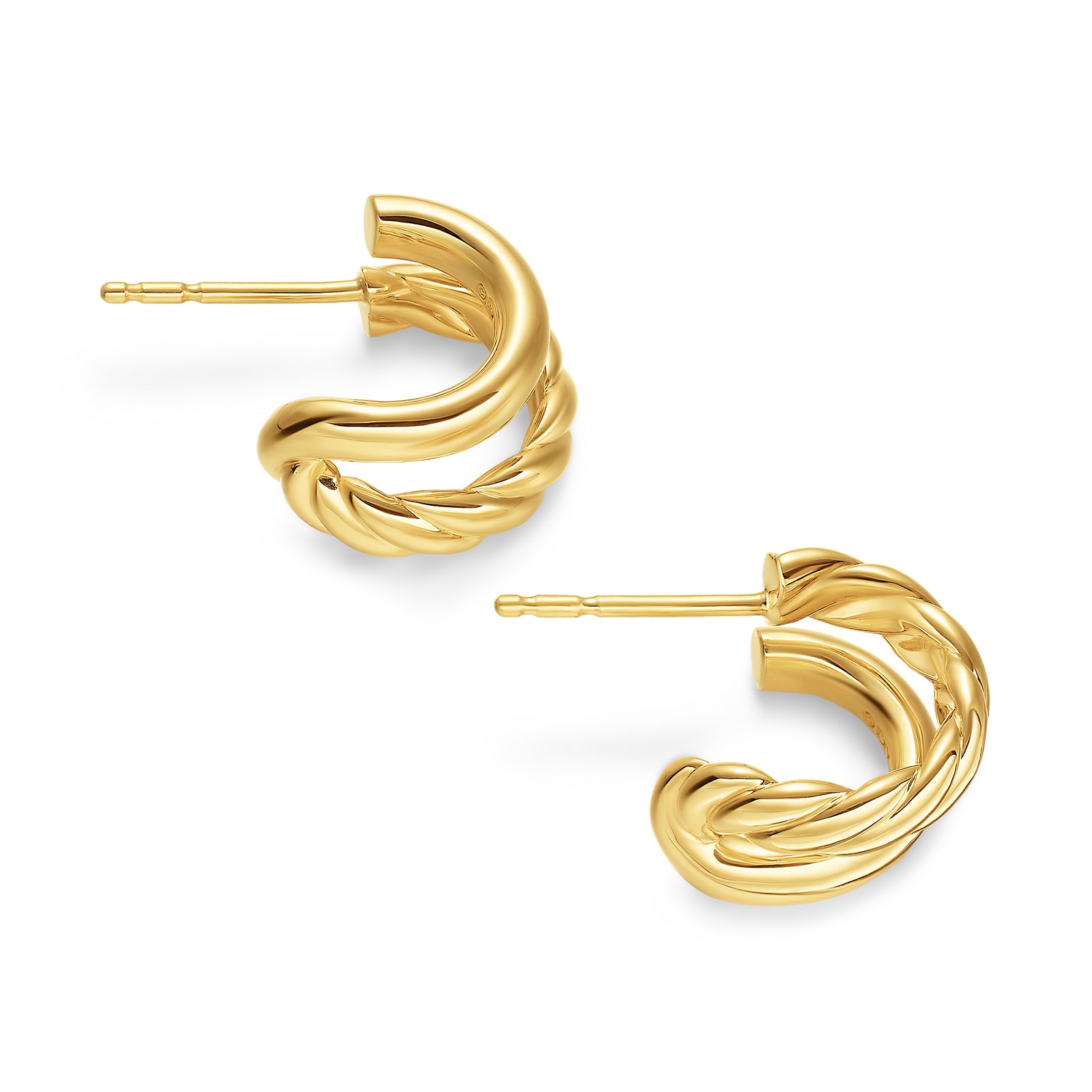 David Yurman DY Mercer® Double Hoop Huggie Earrings in 18ct Yellow Gold, 13.5mm David Yurman DY Mercer® Double Hoop Huggie Earrings in 18ct Yellow Gold, 13.5mm