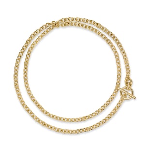 David Yurman DY Mercer® Double Row Toggle Chain Necklace in 18ct Yellow Gold with Diamonds, 8mm
