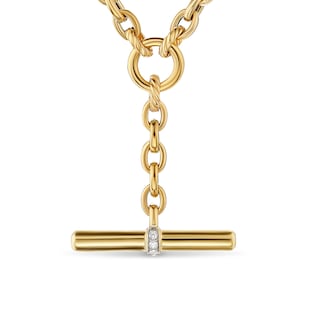 David Yurman DY Mercer® Petite Toggle Chain Necklace in 18ct Yellow Gold with Diamonds, 4.5mm