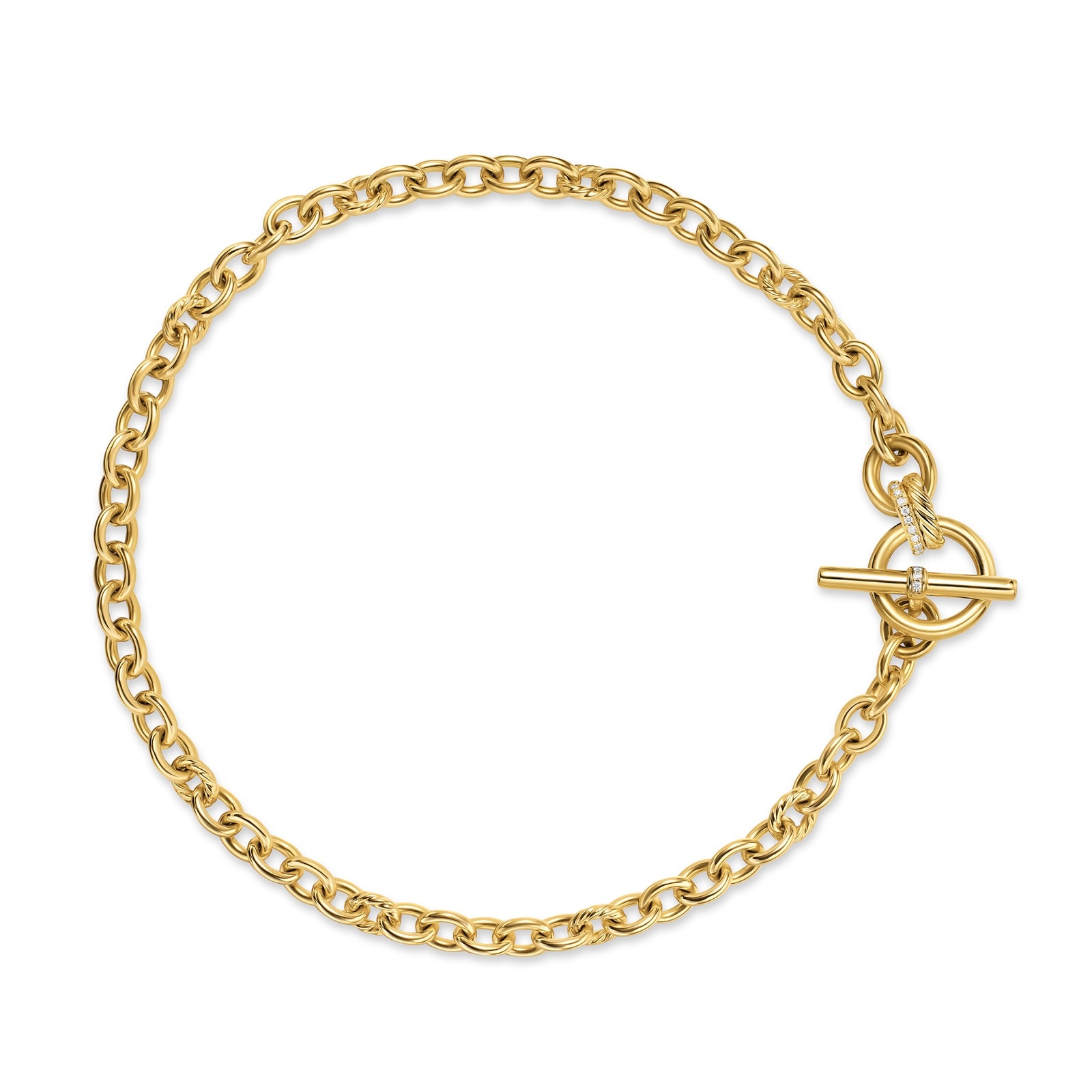David Yurman DY Mercer® Toggle Chain Necklace in 18ct Yellow Gold with Diamonds, 8mm