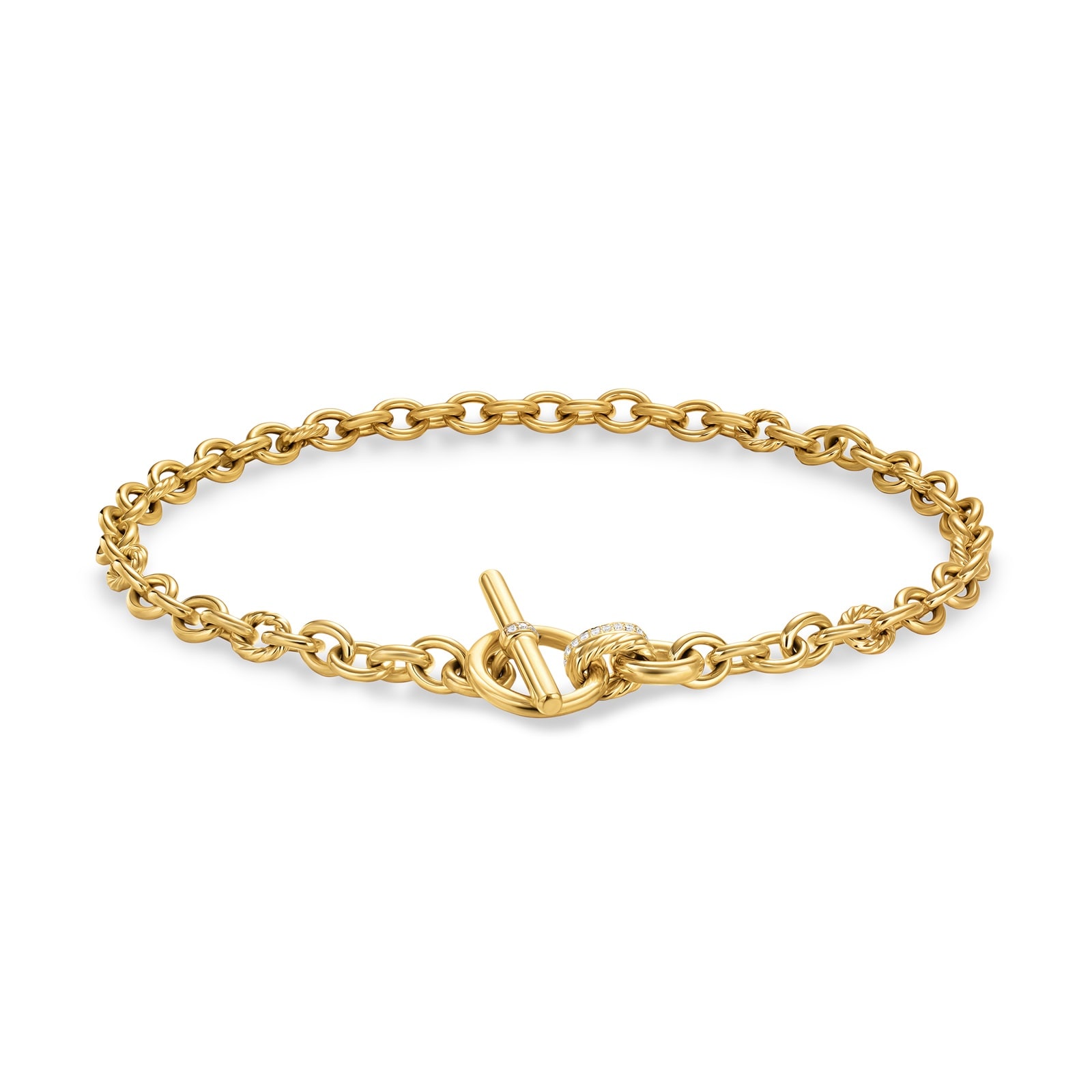 David Yurman DY Mercer® Toggle Chain Necklace in 18ct Yellow Gold with Diamonds, 8mm