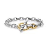 David Yurman DY Mercer® Toggle Chain Bracelet in Sterling Silver with 18ct Yellow Gold and Diamonds, 12.7mm