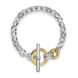 David Yurman DY Mercer® Toggle Chain Bracelet in Sterling Silver with 18ct Yellow Gold and Diamonds, 12.7mm