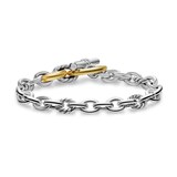 David Yurman DY Mercer® Toggle Chain Bracelet in Sterling Silver with 18ct Yellow Gold and Diamonds, 12.7mm