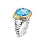 David Yurman Albion® Ring in Sterling Silver with 18ct Yellow Gold and Blue Topaz, 11mm
