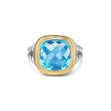David Yurman Albion® Ring in Sterling Silver with 18ct Yellow Gold and Blue Topaz, 11mm