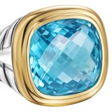 David Yurman Albion® Ring in Sterling Silver with 18ct Yellow Gold and Blue Topaz, 11mm