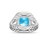 David Yurman Albion® Ring in Sterling Silver with 18ct Yellow Gold and Blue Topaz, 11mm