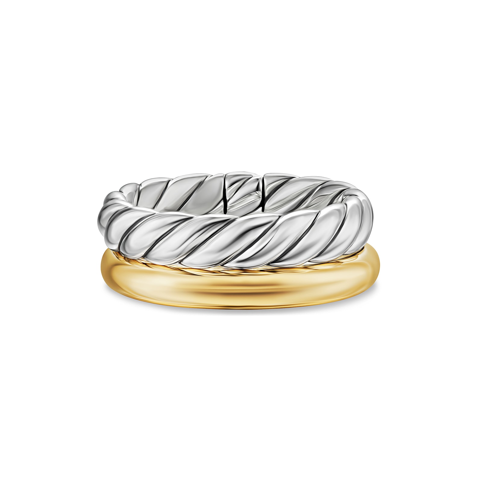 David Yurman DY Mercer® Two Row Ring in Sterling Silver with 18ct Yellow Gold, 8mm David Yurman DY Mercer® Two Row Ring in Sterling Silver with 18ct Yellow Gold, 8mm