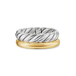 37901066 - DY Mercer® Two Row Ring in Sterling Silver with 18ct Yellow Gold, 8mm