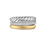 David Yurman DY Mercer® Three Row Ring in Sterling Silver with Diamonds, 13.8mm - Ring Size J
