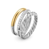 David Yurman DY Mercer® Three Row Ring in Sterling Silver with Diamonds, 13.8mm - Ring Size J