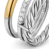 David Yurman DY Mercer® Three Row Ring in Sterling Silver with Diamonds, 13.8mm - Ring Size J