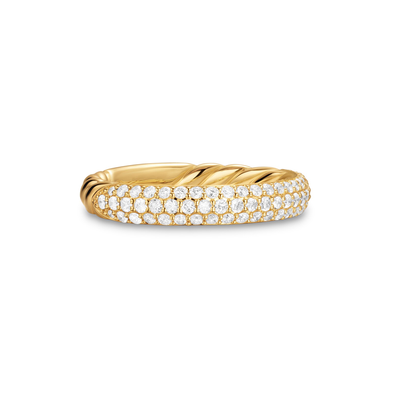David Yurman DY Mercer® Pavé Band Ring in 18ct Yellow Gold with Diamonds, 3.7mm