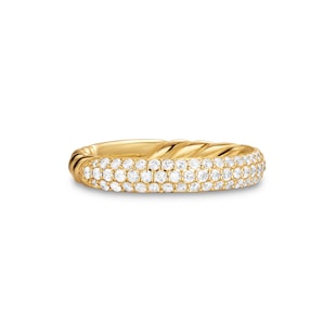 David Yurman DY Mercer® Pavé Band Ring in 18ct Yellow Gold with Diamonds, 3.7mm
