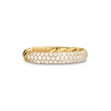 David Yurman DY Mercer® Pavé Band Ring in 18ct Yellow Gold with Diamonds, 3.7mm