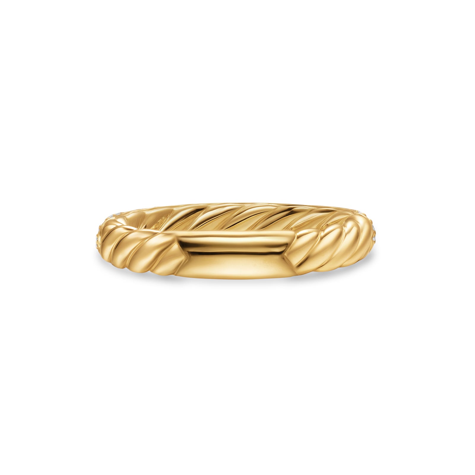 David Yurman DY Mercer® Pavé Band Ring in 18ct Yellow Gold with Diamonds, 3.7mm