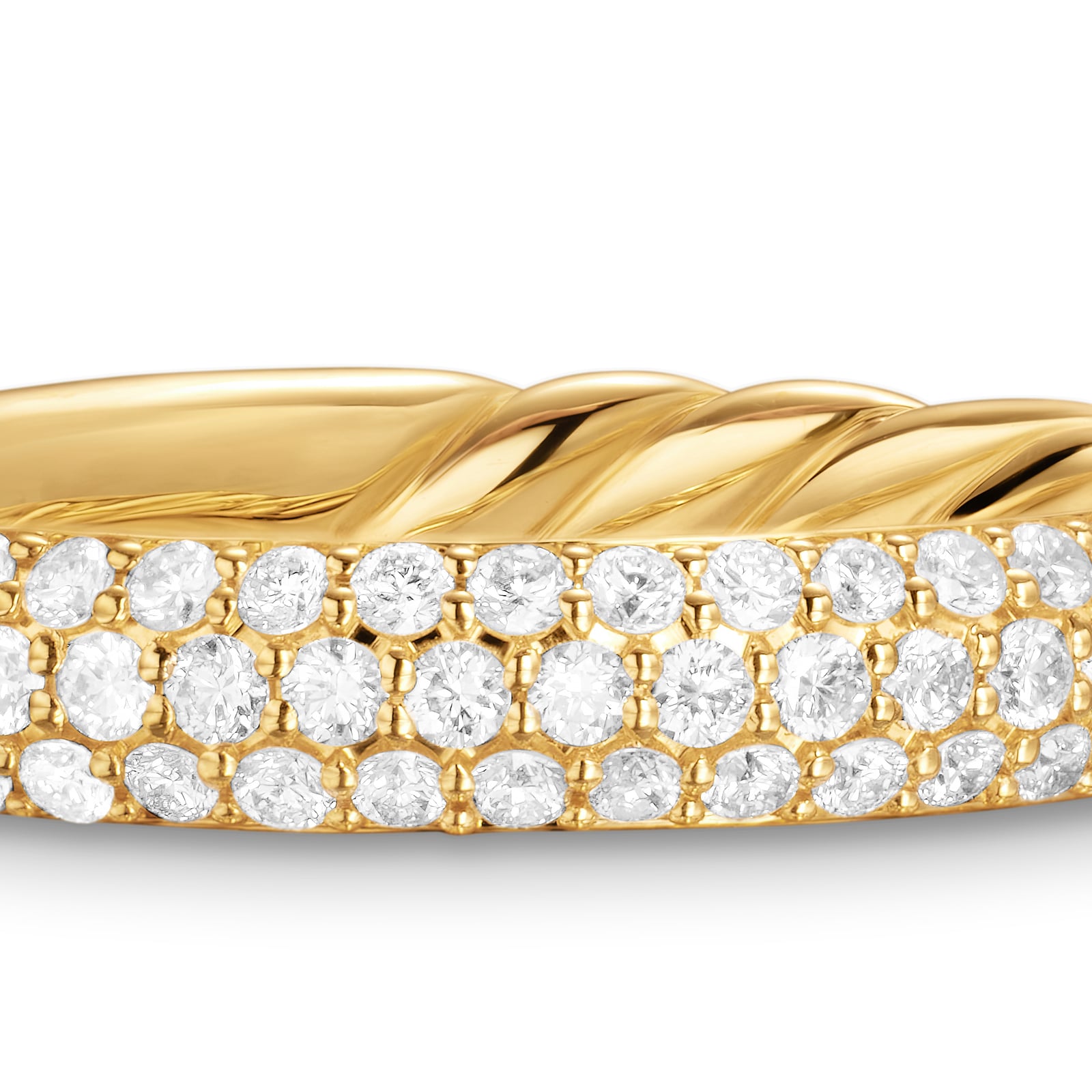 David Yurman DY Mercer® Pavé Band Ring in 18ct Yellow Gold with Diamonds, 3.7mm