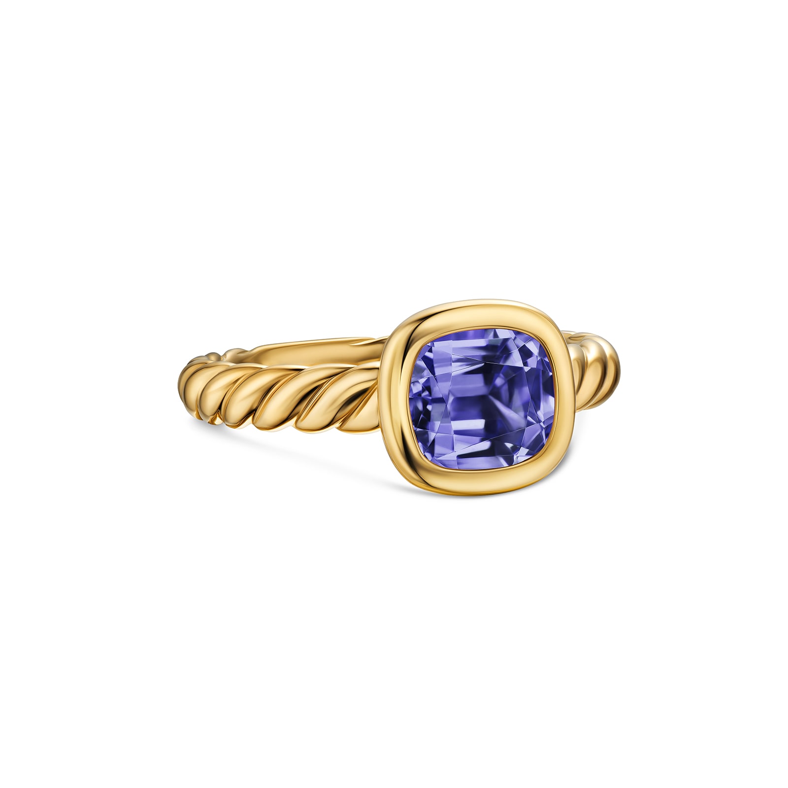 David Yurman DY Mercer® Stone Ring in 18ct Yellow Gold with Iolite, 7mm