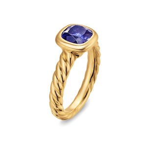 David Yurman DY Mercer® Stone Ring in 18ct Yellow Gold with Iolite, 7mm