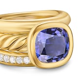 David Yurman DY Mercer® Three Row Stone Ring in 18ct Yellow Gold with Iolite and Diamonds, 12mm - Ring Size L